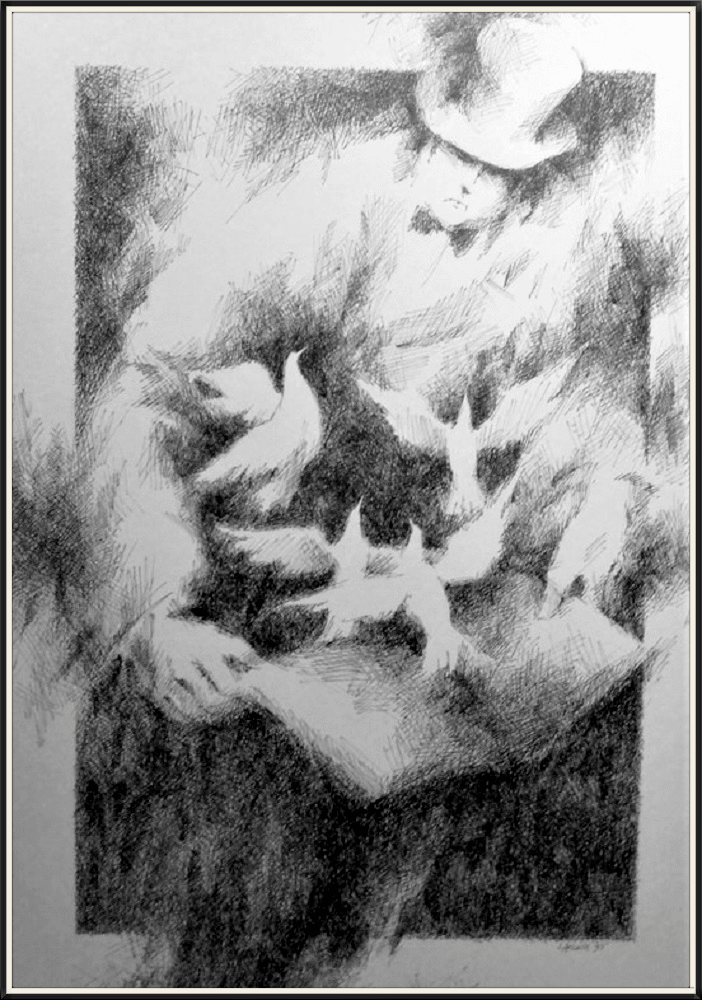 1995 Le magicien (encre 24''x16'') $650 encadré